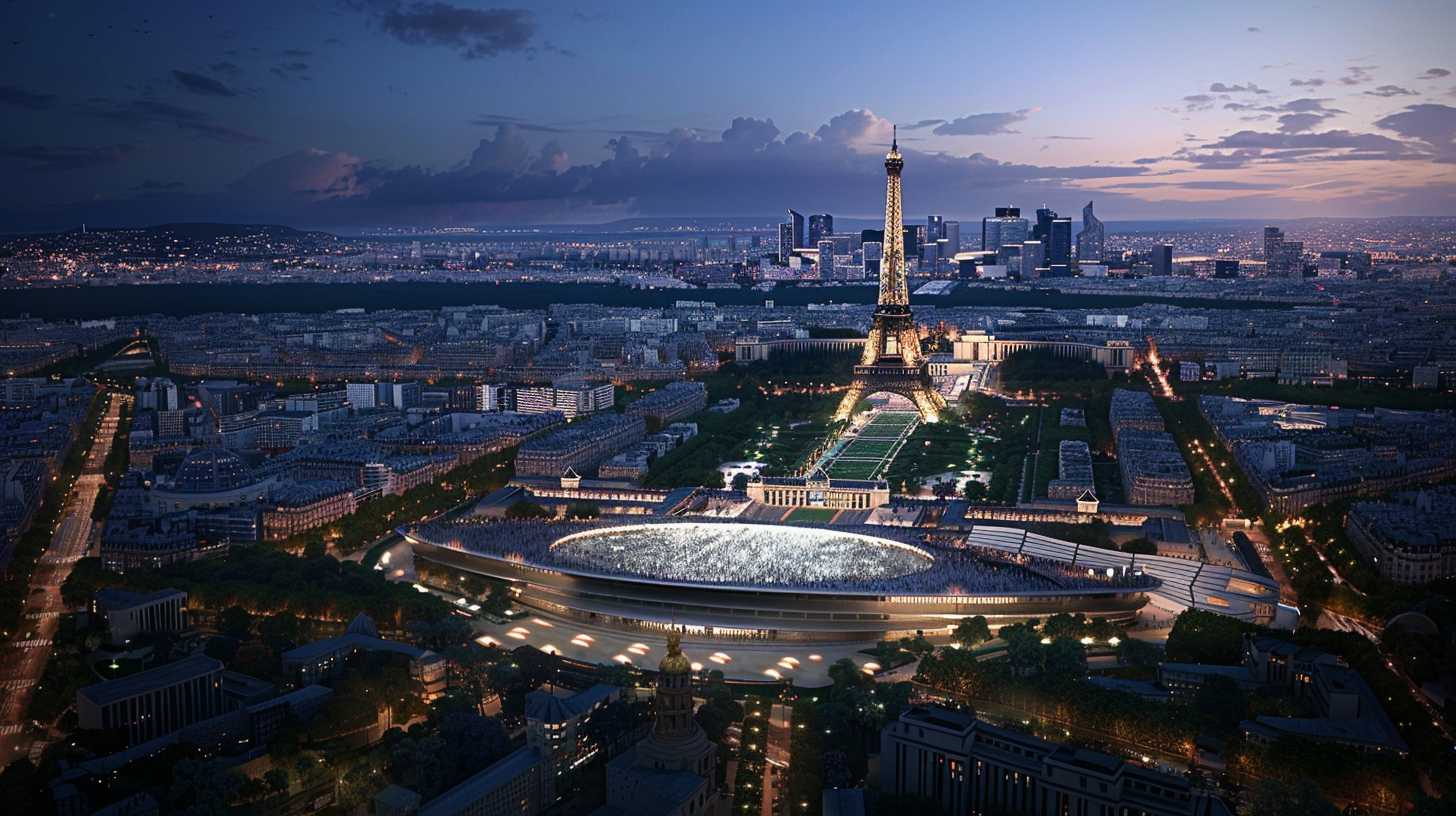 Les anneaux olympiques illuminent la tour Eiffel et Paris La Défense Arena